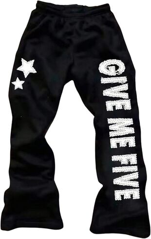 Men's Letter Graphic Sweatpants Elastic Waisted Athletic Pants Y2k Streetwear in Saudi Arabia