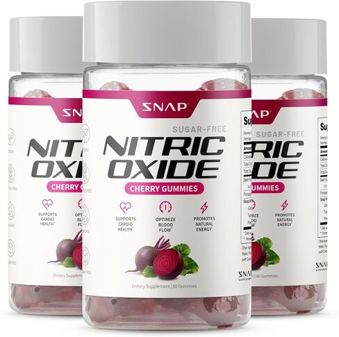 مكملات Snap Supplements علكات جذر البنجر من أكسيد النيتريك - تدعم الدورة الدموية الصحية، 120 علكة in Kuwait