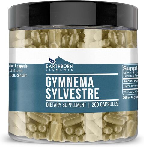 Earthborn Elements Gymnema Sylvestre 200 Capsules, Pure & Undiluted, No Additives in Kuwait