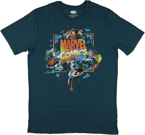 قميص للأولاد من Marvel Comics بأكمام قصيرة مطبوع عليه Captain America Thor Hulk Iron Man من الأمام والخلف in Saudi Arabia