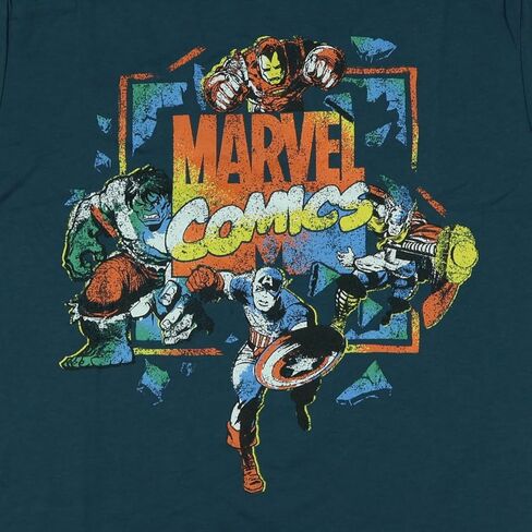 قميص للأولاد من Marvel Comics بأكمام قصيرة مطبوع عليه Captain America Thor Hulk Iron Man من الأمام والخلف in Saudi Arabia