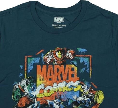 قميص للأولاد من Marvel Comics بأكمام قصيرة مطبوع عليه Captain America Thor Hulk Iron Man من الأمام والخلف in Saudi Arabia