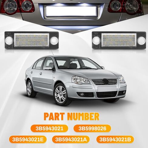 License Plate Lamp Tail Light Clear Lens, 18-LEDs License Plate Light Tag Lamp, 2005-2010 Compatible with Volkswagen Compatible with VW Compatible with Jetta in Saudi Arabia
