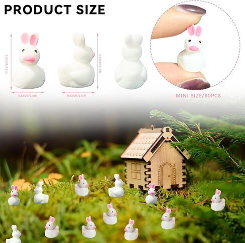 GlyinnHe 60 قطعة من البط الصغيرة لعيد الفصح، تماثيل البط الصغيرة، حيوانات بلاستيكية صغيرة، تماثيل صغيرة لتزيين حديقة عيد الفصح وديكور المنزل in Kuwait