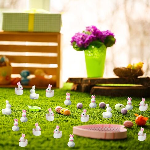 GlyinnHe 60 قطعة من البط الصغيرة لعيد الفصح، تماثيل البط الصغيرة، حيوانات بلاستيكية صغيرة، تماثيل صغيرة لتزيين حديقة عيد الفصح وديكور المنزل in Kuwait
