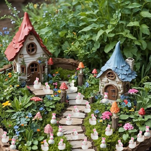 GlyinnHe 60 قطعة من البط الصغيرة لعيد الفصح، تماثيل البط الصغيرة، حيوانات بلاستيكية صغيرة، تماثيل صغيرة لتزيين حديقة عيد الفصح وديكور المنزل in Kuwait