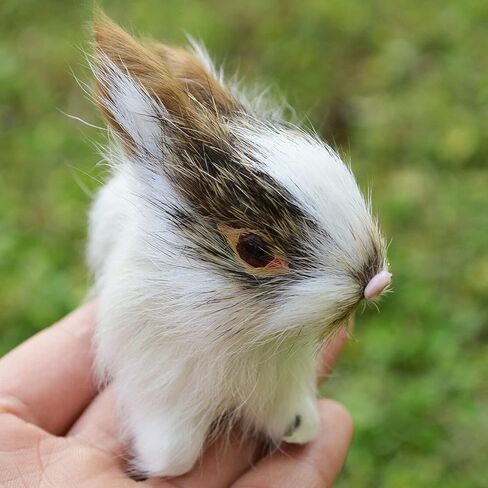 Pack of 4 Assorted Miniature Realistic Plush Rabbit Figurines - Stuffed Farm Animal Model Home Decoration Lifelike Easter Bunnies Photo Props Spring Collectible Gift in Kuwait