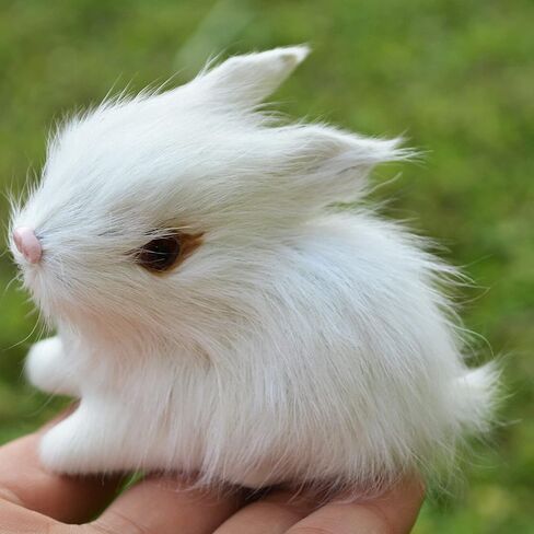 Pack of 4 Assorted Miniature Realistic Plush Rabbit Figurines - Stuffed Farm Animal Model Home Decoration Lifelike Easter Bunnies Photo Props Spring Collectible Gift in Kuwait