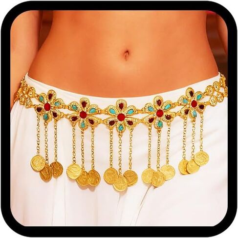 ELABEST Gold Waist Chain Rhinestone Belly Dance Chain Crystal Tassel Dance Jewelry for Women in Saudi Arabia