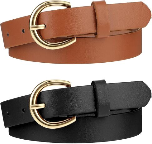 2 Pcs Girls Belts Toddler Leather Waist Belt for Kids Elastic Exquisite Comfortable Skinny Strappy Waist Belts Adjustable Girls Dress Belt With Double O Ring Buckle (32.3" Black Brown) in Saudi Arabia