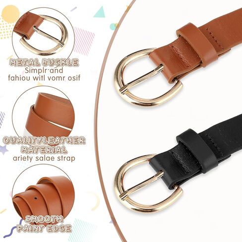 2 Pcs Girls Belts Toddler Leather Waist Belt for Kids Elastic Exquisite Comfortable Skinny Strappy Waist Belts Adjustable Girls Dress Belt With Double O Ring Buckle (32.3" Black Brown) in Saudi Arabia