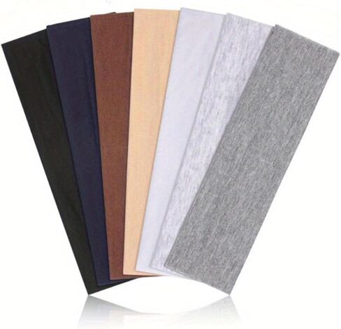 Headbands for Women, 7 Pack Stretchy Non-Slip Cotton Hair Bands, Soft Fabric Headbands for Sports, Workout, Yoga, Running & Daily Wear in Saudi Arabia