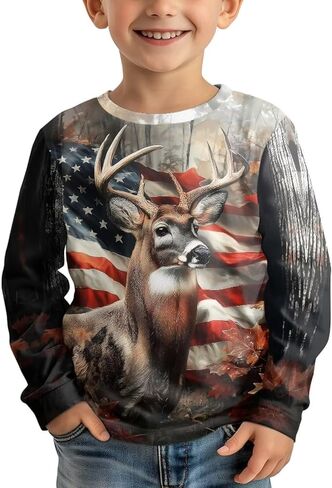 Dreaweet Kids Boys & Girls Long Sleeve Crewneck T-Shirts 3T-14Y Soft Fall Active Tops Casual Basic T-Shirt for Daily Wear in Saudi Arabia