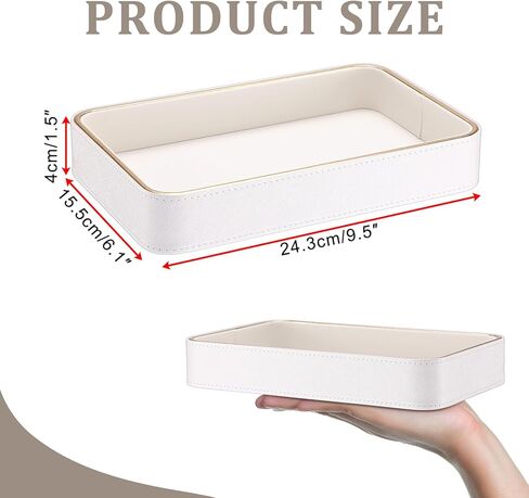 طبق مفاتيح من جلد البولي يوريثان لطاولة المدخل، منظم مكياج عطر كولونيا لخزانة الملابس، صينية تزيين لمحفظة الهاتف، 9.5 بوصة × 6.1 بوصة × 1.5 بوصة in Kuwait