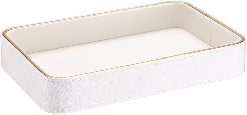 طبق مفاتيح من جلد البولي يوريثان لطاولة المدخل، منظم مكياج عطر كولونيا لخزانة الملابس، صينية تزيين لمحفظة الهاتف، 9.5 بوصة × 6.1 بوصة × 1.5 بوصة in Kuwait