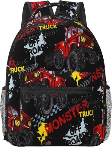 Monster Truck School Backpack for Boys Girls Kids 16 Inch Waterproof Strap Adjustable Travel Casual Daypack Lightweight Schoolbag Cool Car Bookbag Elementary School Bag in Saudi Arabia