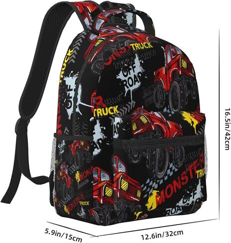 Monster Truck School Backpack for Boys Girls Kids 16 Inch Waterproof Strap Adjustable Travel Casual Daypack Lightweight Schoolbag Cool Car Bookbag Elementary School Bag in Saudi Arabia