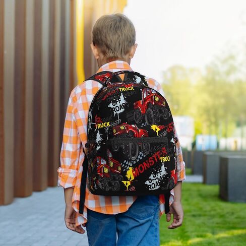 Monster Truck School Backpack for Boys Girls Kids 16 Inch Waterproof Strap Adjustable Travel Casual Daypack Lightweight Schoolbag Cool Car Bookbag Elementary School Bag in Saudi Arabia