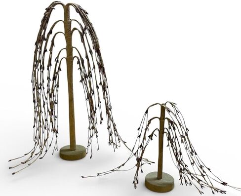 Pip Berry Willow Tree Set of 2, 14 and 7inches, Burgundy Primitive Home Decor, Weeping Willow Style Decorative Trees in Saudi Arabia