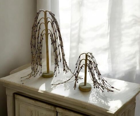 Pip Berry Willow Tree Set of 2, 14 and 7inches, Burgundy Primitive Home Decor, Weeping Willow Style Decorative Trees in Saudi Arabia