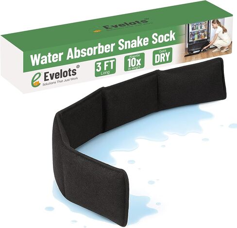 Evelots Water Absorber Snake Reusable Water Barrier - Absorbs 10 Times its Weight-Great for Leaks or Spills from Doors, Windows, Water Tank, Heavy Rain, Shower Tub- 3 Ft Long in Kuwait