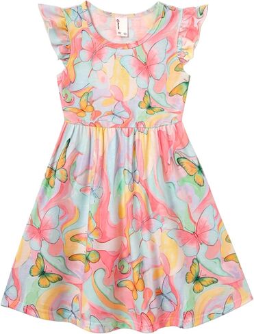 PATPAT Toddler Girls Ruffle Sleeve Dress Summer A-Line Cute Midi Casual Sundress 2-6 Years in Saudi Arabia
