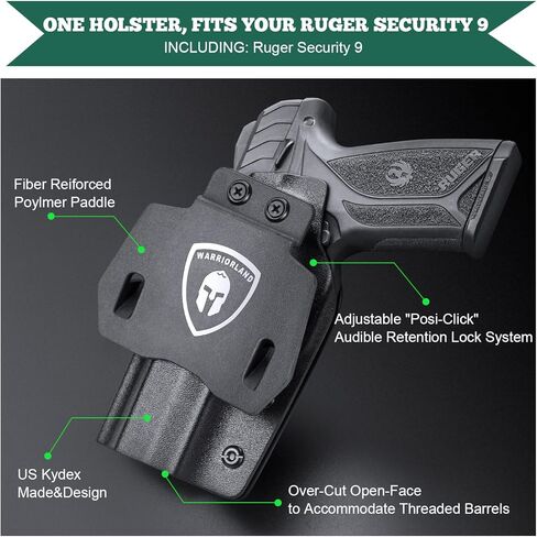 Ruger Security 9 Holster, IWB Kydex Holster Fit: Ruger Security 9 / Security 9 Compact Pistol, Inside Waistband Concealed Appendix Carry Holster, Adj. Cant & Posi-Click Retention in Saudi Arabia