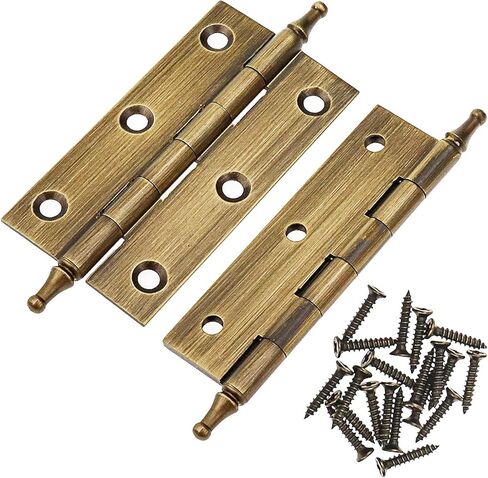 LC LICTOP 3 Inch Black Pure Brass Hinges Crown Head Butt Hinges for Furniture Cabinet Drawer Door 2pcs in Kuwait