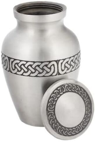 Custom Engraved Celtic Band Keepsake Cremation Urn for Ashes, Brass, Silver Urn, Keepsake Sized Cremation Urn, 3 Inches High in Saudi Arabia