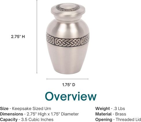 Custom Engraved Celtic Band Keepsake Cremation Urn for Ashes, Brass, Silver Urn, Keepsake Sized Cremation Urn, 3 Inches High in Saudi Arabia