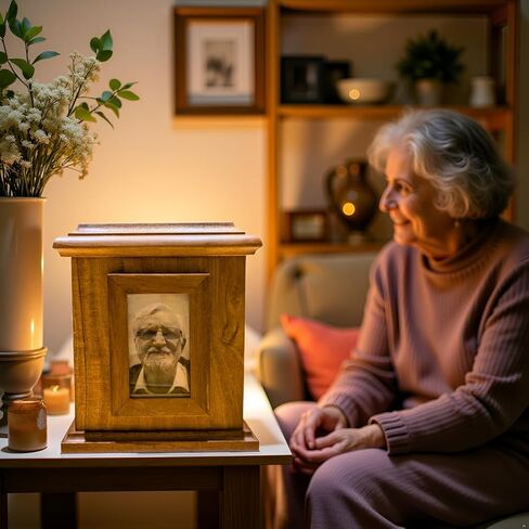 Handcrafted Wooden Urn with Photo Frame for Ashes – Indian Rosewood Memorial Box for Human or Pet Ashes, Hinged Lid, 100 cu in Capacity, Keepsake Funeral Cremation Urn in Saudi Arabia