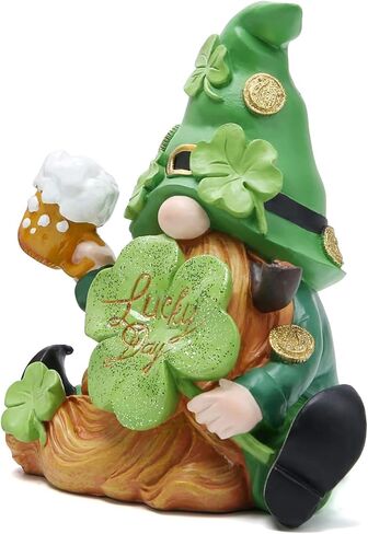 Hodao St Patrick's Day Resin Figurine Set of 3 Gnome Resin Doll St. Patricks Day Decorations Irish Green Clover Faceless Doll Decoration Holiday Ornaments in Saudi Arabia