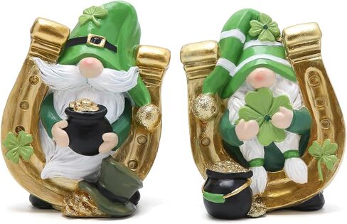 Hodao St Patrick's Day Resin Figurine Set of 3 Gnome Resin Doll St. Patricks Day Decorations Irish Green Clover Faceless Doll Decoration Holiday Ornaments in Saudi Arabia