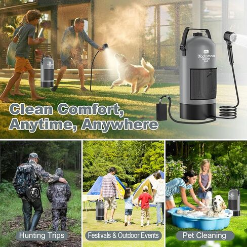 دش التخييم المحمول، رؤوس دش محمولة ومضخة دش للتخييم مع حقيبة مياه قابلة للطي سعة 5 جالون للاستحمام في التخييم، دش محمول قابل لإعادة الشحن USB للاستحمام في الهواء الطلق، رحلة الشاطئ، التخييم in Kuwait