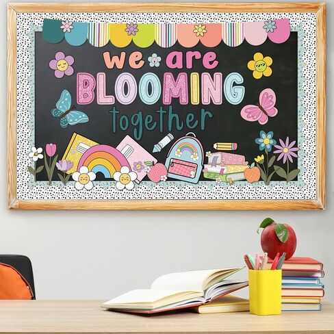 108 Pcs Spring Bulletin Board Decorations, We are Blooming Together Bulletin Board Decor Set for Classroom Decor, Spring Back to School Supplies with Adhesive Dots in Saudi Arabia
