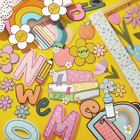 108 Pcs Spring Bulletin Board Decorations, We are Blooming Together Bulletin Board Decor Set for Classroom Decor, Spring Back to School Supplies with Adhesive Dots in Saudi Arabia