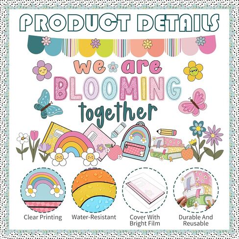 108 Pcs Spring Bulletin Board Decorations, We are Blooming Together Bulletin Board Decor Set for Classroom Decor, Spring Back to School Supplies with Adhesive Dots in Saudi Arabia