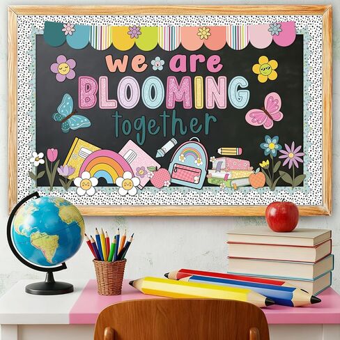 108 Pcs Spring Bulletin Board Decorations, We are Blooming Together Bulletin Board Decor Set for Classroom Decor, Spring Back to School Supplies with Adhesive Dots in Saudi Arabia