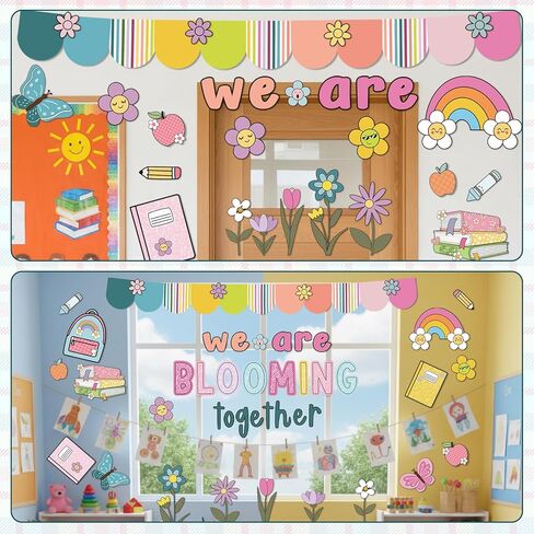 108 Pcs Spring Bulletin Board Decorations, We are Blooming Together Bulletin Board Decor Set for Classroom Decor, Spring Back to School Supplies with Adhesive Dots in Saudi Arabia