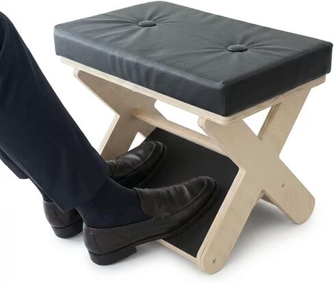 Under Desk Footrest, Foot Stool Under Desk with Detachable & Washable Top Pad, Ergonomic Foot Rest Under Desk for Office, Home & Gaming Foot Rest, Wooden Leg Rest to Relieve Fatigue in Kuwait