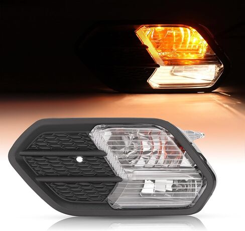 HECASA Front Right Fog Light&Bezel Compatible with 2017-2019 Ford Escape Kuga Front Bumper Fog Driving Light Lamp Black Cover Trim Clear Lens Replacement for FO2521194 FO1039164 Passenger Side in Saudi Arabia