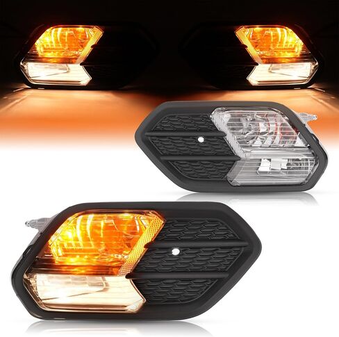 HECASA Front Right Fog Light&Bezel Compatible with 2017-2019 Ford Escape Kuga Front Bumper Fog Driving Light Lamp Black Cover Trim Clear Lens Replacement for FO2521194 FO1039164 Passenger Side in Saudi Arabia