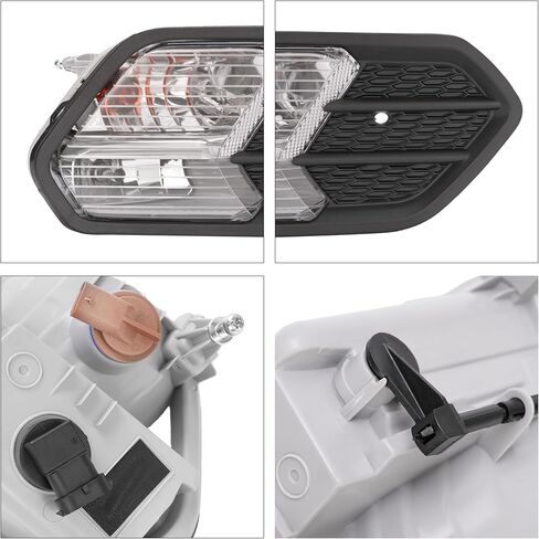 HECASA Front Right Fog Light&Bezel Compatible with 2017-2019 Ford Escape Kuga Front Bumper Fog Driving Light Lamp Black Cover Trim Clear Lens Replacement for FO2521194 FO1039164 Passenger Side in Saudi Arabia
