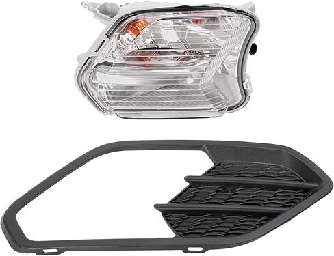 HECASA Front Right Fog Light&Bezel Compatible with 2017-2019 Ford Escape Kuga Front Bumper Fog Driving Light Lamp Black Cover Trim Clear Lens Replacement for FO2521194 FO1039164 Passenger Side in Saudi Arabia