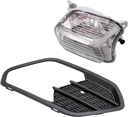 HECASA Front Right Fog Light&Bezel Compatible with 2017-2019 Ford Escape Kuga Front Bumper Fog Driving Light Lamp Black Cover Trim Clear Lens Replacement for FO2521194 FO1039164 Passenger Side in Saudi Arabia
