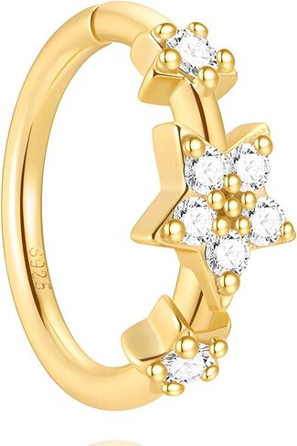 18G الأنف الدائري هوب الصلبة 925 فضة ستار تشيكوسلوفاكيا 1.0mm اللولب ثقب المجوهرات 14K مطلية بالذهب الرخ Daith الزنمة الغضروف القرط الأنف سلس النساء هدية in Saudi Arabia