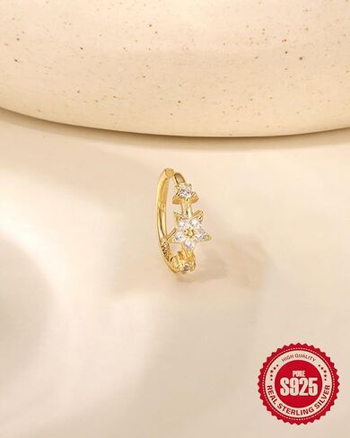 18G الأنف الدائري هوب الصلبة 925 فضة ستار تشيكوسلوفاكيا 1.0mm اللولب ثقب المجوهرات 14K مطلية بالذهب الرخ Daith الزنمة الغضروف القرط الأنف سلس النساء هدية in Saudi Arabia