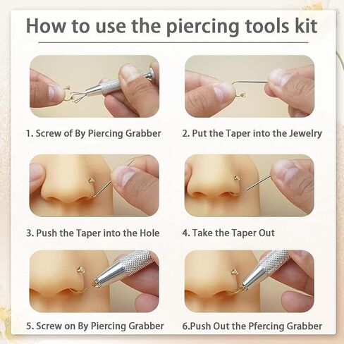 Freedom Ring System: 18G Horseshoe Nose Ring with 6 Interchangeable Gems Complete Body Jewelry Kit to Reinvent Your Style Includes Ball Claw, Guide, Mirror Case | 8mm Surgical Steel in Kuwait