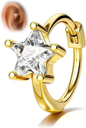 COCHARM 20G Star Rook Piercing Jewelry Huggie Rook Earring Gold Plated Lobe Earrings 6/8MM Helix Piercing Jewelry in Saudi Arabia