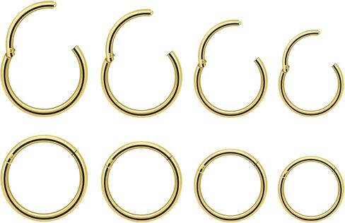 Dyknasz 8PCS Surgical Steel Hinged Clicker Segment Nose Rings Hoops Septum Lip Ring Hoop Cartilage Tragus Helix Sleeper Earrings Piercing Jewelry for Women Men 7mm 8mm 9mm 10mm 20G/18G/16G in Saudi Arabia